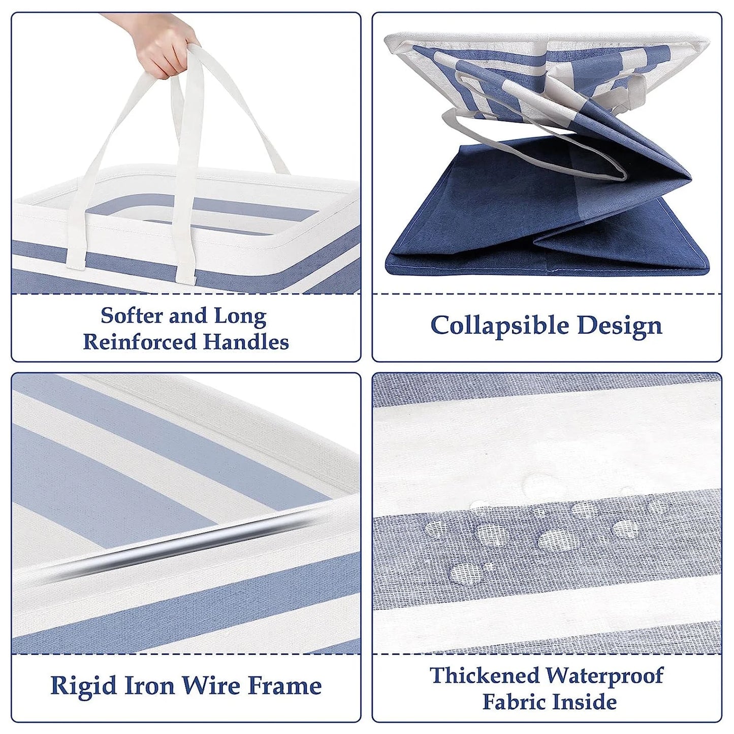 3 Count Pack,75L Waterproof 3-Bin Laundry Hampers, Laundry Basket Set, Gradient Blue