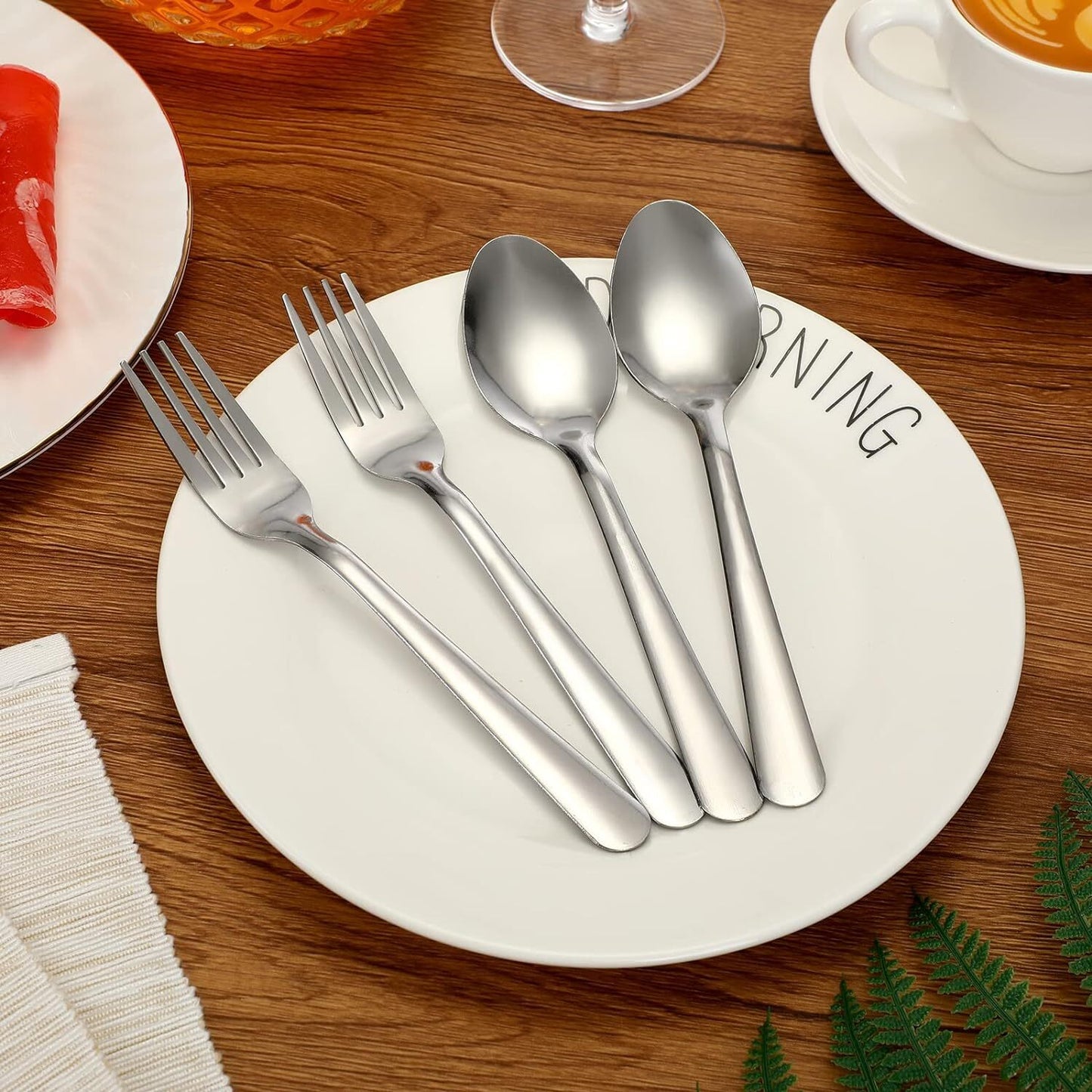 100 Pcs Forks and Spoons Silverware Set Bulk Stainless Steel Flatware Cutlery Fo