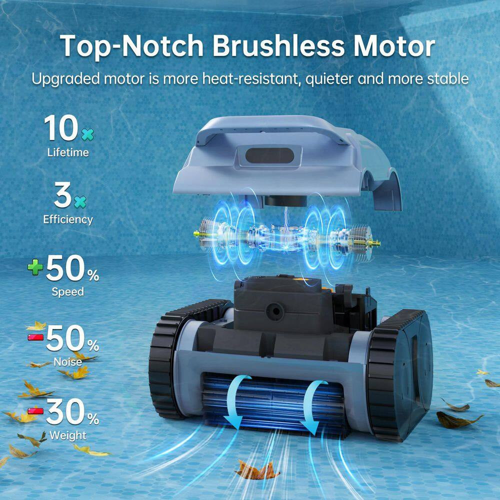 Robotic Pool Vacuum, Cordless Pool Vacuum Robot for above Ground and Inground Pools Wall Floor Waterline Cleaning