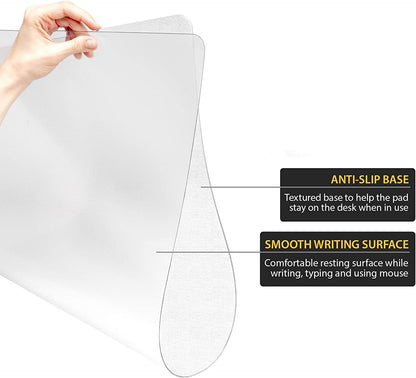 Clear Desk Mat for Desktop - Non-Slip Table Mat - 24 X 14 Inches - Clear Plastic Desk Cover Pad on Top of Desks -Textured/Frosted Desk Writing Mat for Office and Home