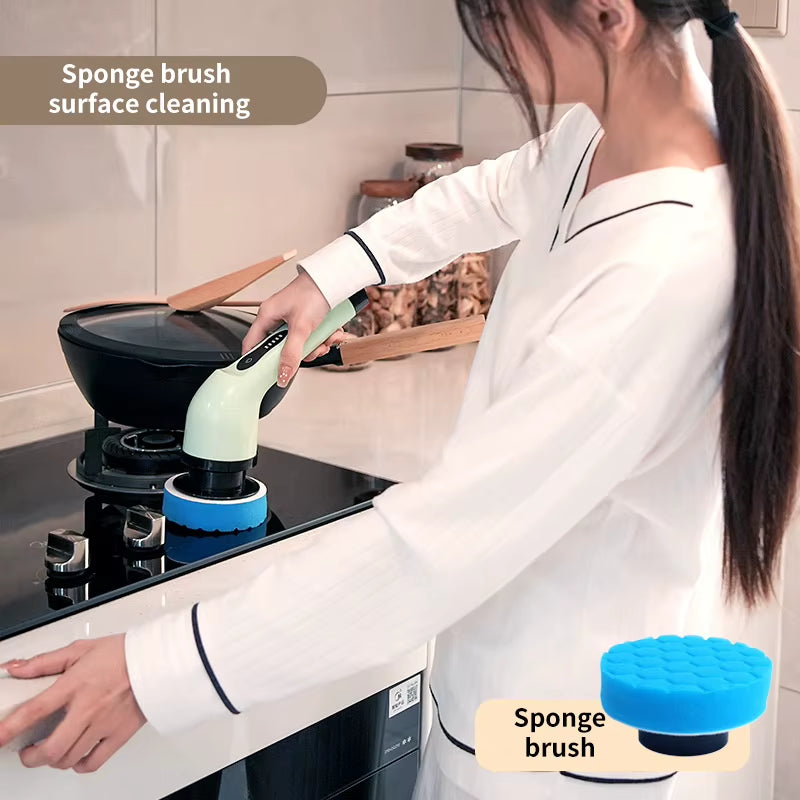 9-In-1 Electric Cleaning Brush USB Electric Spin Cleaning Scrubberadjustable Electric Cleaning Tools Kitchen Bathroom Cleaning