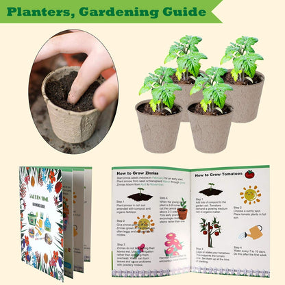 Kids Gardening Tools, Garden Tool Set for Kids with Gardening Guide Book, Watering Can, Gloves, Shovel, Rake, Trowel, Kids Smock and Hat, All in One Gardening Tote (Multicolored)