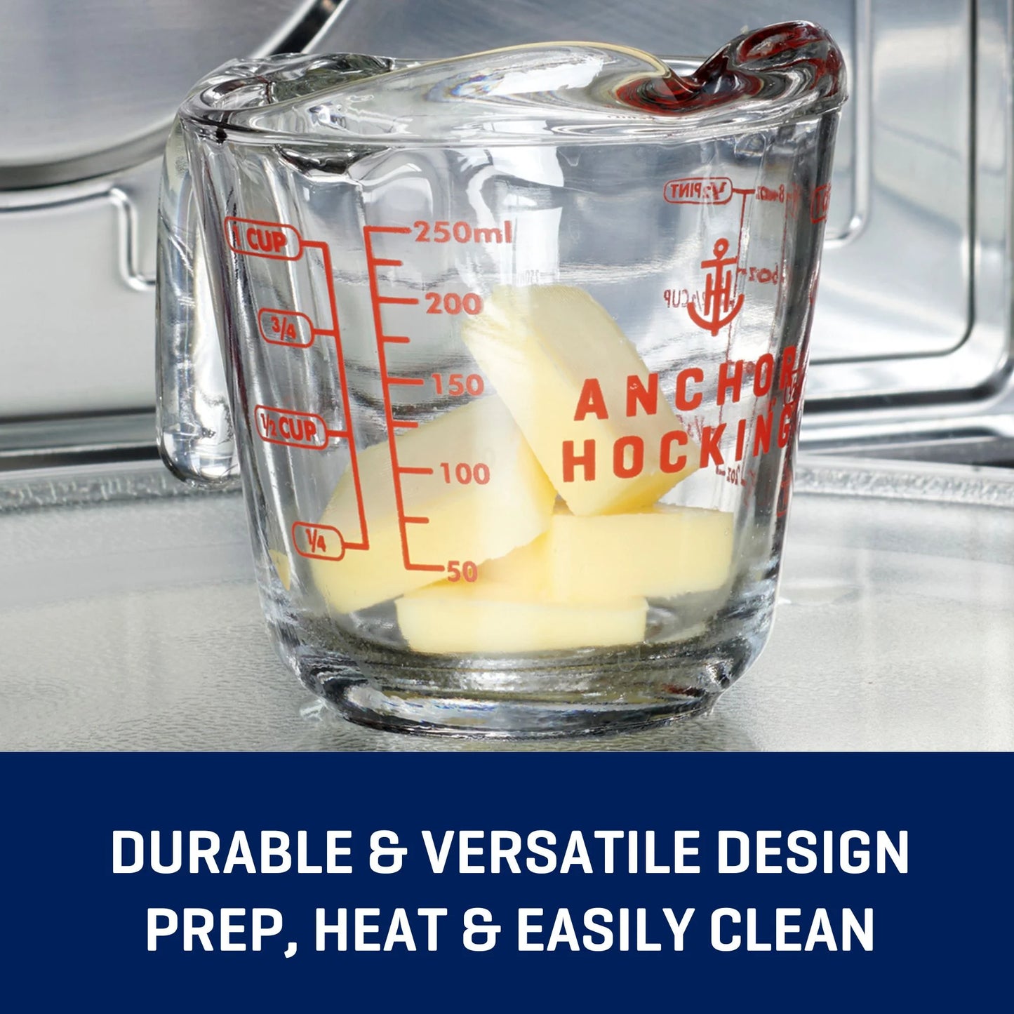 1-Cup Glass Measuring Cup with Easy-Grip Handle and Spout