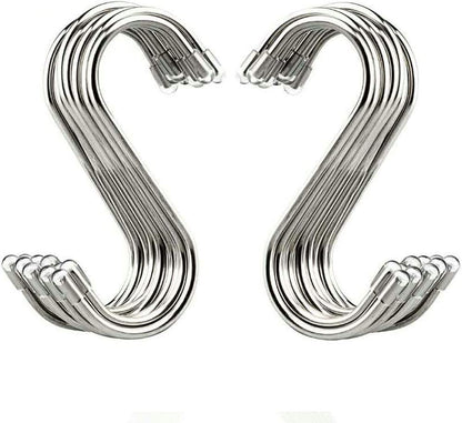 20 Pack 3.4" S Shaped Hooks Stainless Steel Metal Hangers Hanging Hooks for Kitchen, Work Shop, Bathroom, Garden