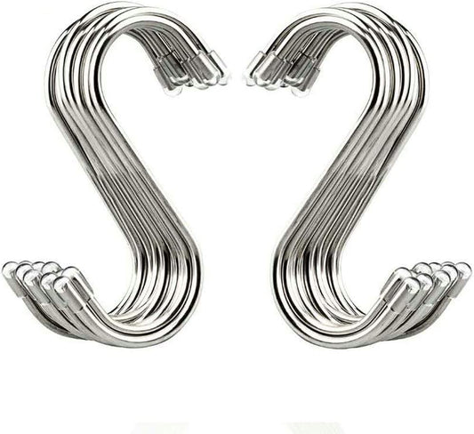 20 Pack 3.4" S Shaped Hooks Stainless Steel Metal Hangers Hanging Hooks for Kitchen, Work Shop, Bathroom, Garden