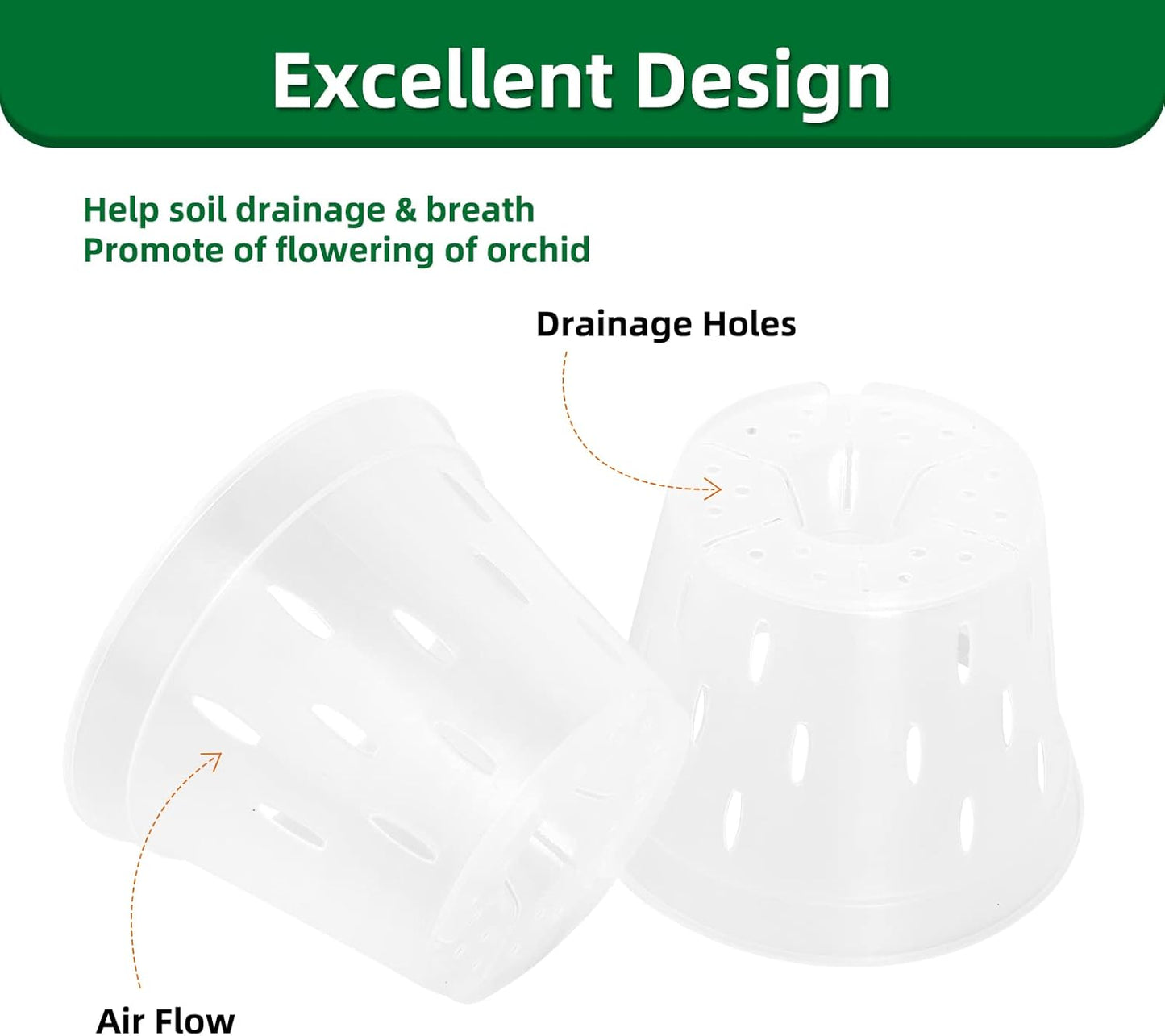 Orchid Pots with Holes Clear Orchid Pot Plastic Plant Pot Flower Pots Outdoor and Indoor Use 4.5 Inch 10Pack