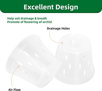 Orchid Pots with Holes Clear Orchid Pot Plastic Plant Pot Flower Pots Outdoor and Indoor Use 4.5 Inch 10Pack