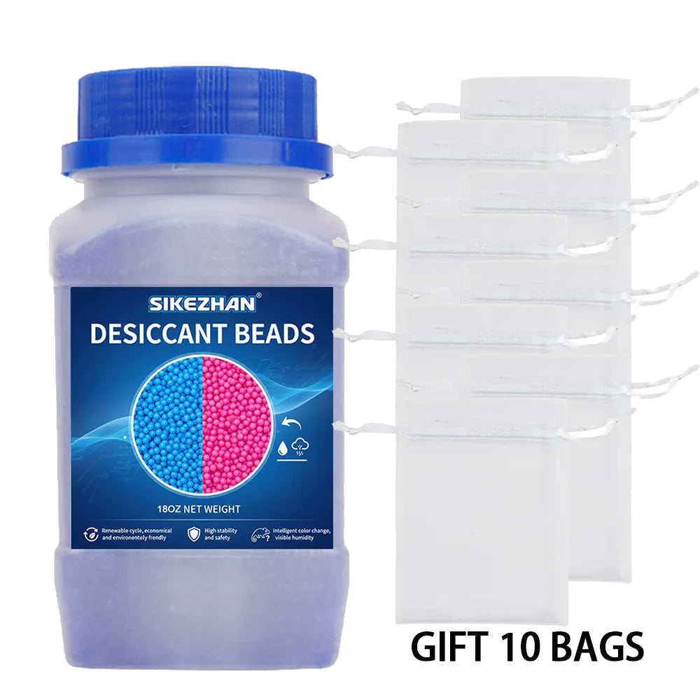 9OZ/18OZ Reusable Silica Gel Waterproof Beads Moisture Absorber Electronic Product Desiccant Moisture Absorber Dehumidifie