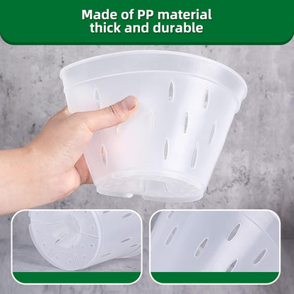 Orchid Pots with Holes Clear Orchid Pot Plastic Plant Pot Flower Pots Outdoor and Indoor Use 4.5 Inch 10Pack