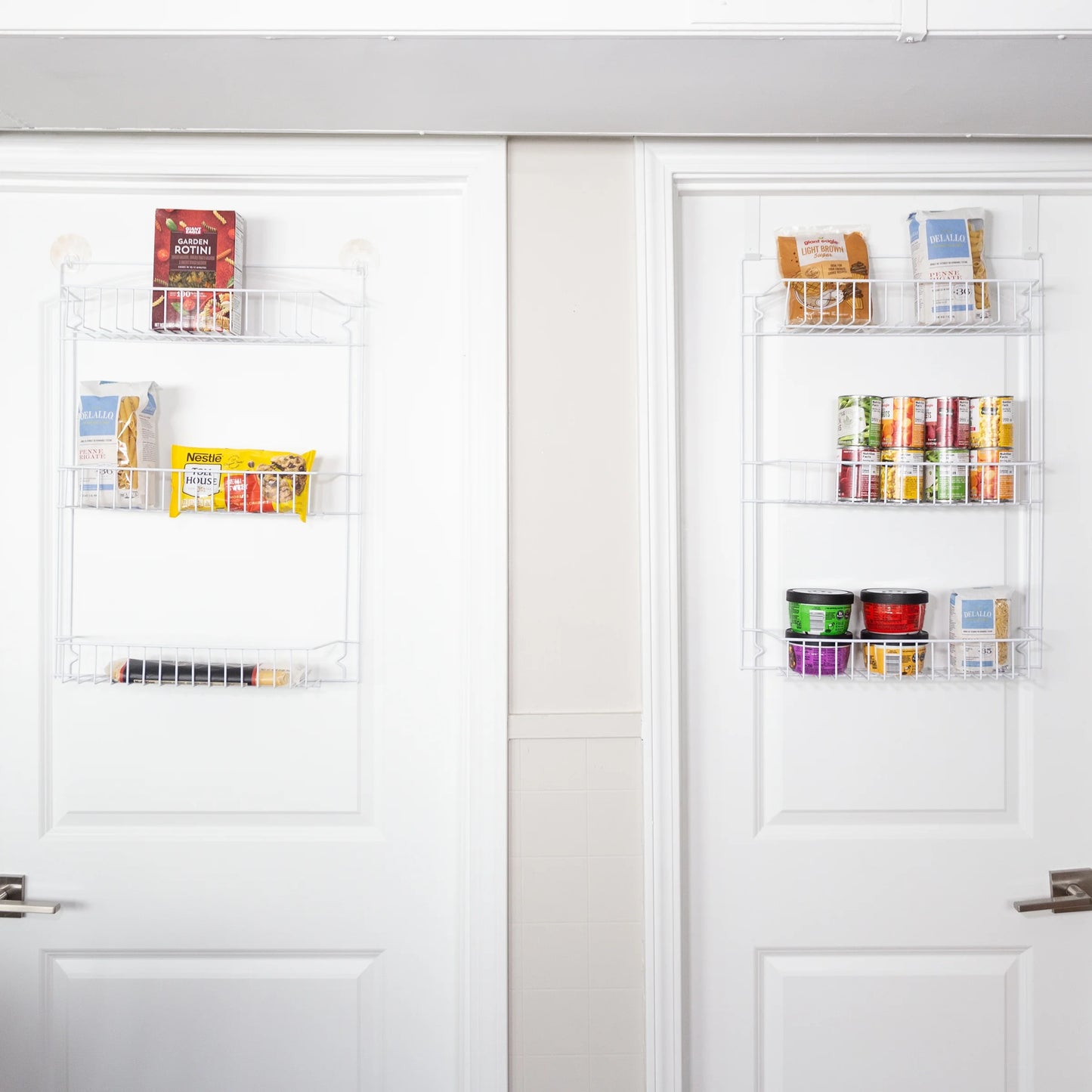 6-Tier Adjustable over the Door Pantry Organizer - Powder-Coated Steel Hanging Pantry Shelves and Rack for Kitchen Organization (White)
