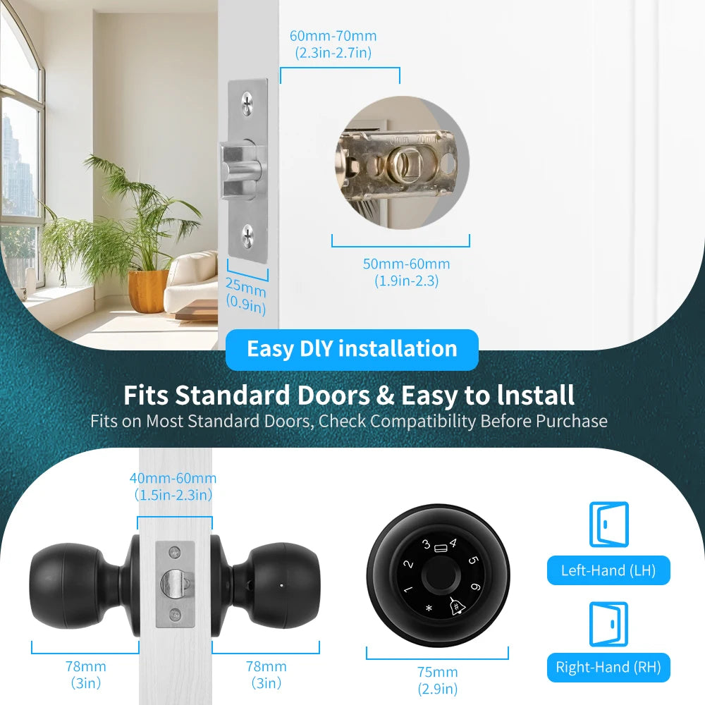 Door Lock Smart Tuya Smart Devices Bluetooth Biometric Fingerprint Door Handle Security Protection Smart Home System