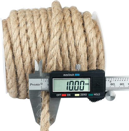 10Mm Jute Rope,50 Feet Natural Heavy Duty Jute Twine Rope,Strong Hemp Rope,Brown 3/8 Inch Thick Decorative Jute Rope for Crafts,Cat Scratching Post,Gardening,Bundling,Swing,Home Decorating