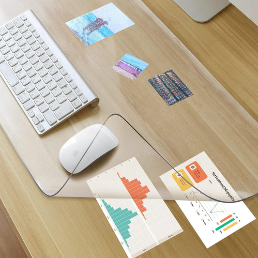 Clear Desk Mat for Desktop - Non-Slip Table Mat - 24 X 14 Inches - Clear Plastic Desk Cover Pad on Top of Desks -Textured/Frosted Desk Writing Mat for Office and Home