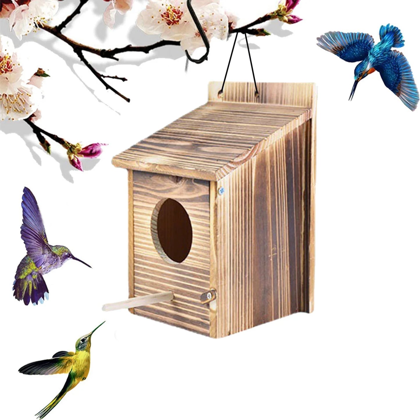 Bird Houses for outside Clearance,Humming Bird Houses for Outdoor,Wood Cedar Blue Bird Box House,Swallow Wren Cedar Finch House,Diy