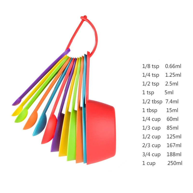 12Pcs Baking Tools Kitchen Measuring Spoon Set Plastic Measuring Cup with Scale Measuring Milk Coffee Spoon Kitchen Gadgets
