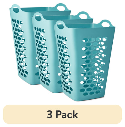 (3 Pack)  2 Bushel Flexible Square Laundry Hamper, Teal