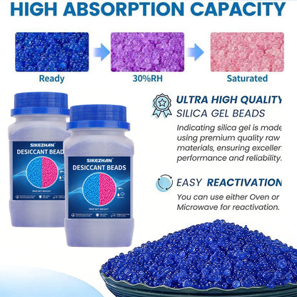 9OZ/18OZ Reusable Silica Gel Waterproof Beads Moisture Absorber Electronic Product Desiccant Moisture Absorber Dehumidifie