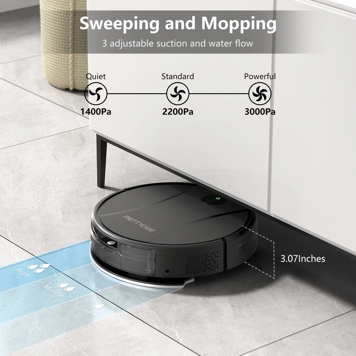 C2 2 in 1 Robot Vacuum and Mop Combo Cleaner, Black