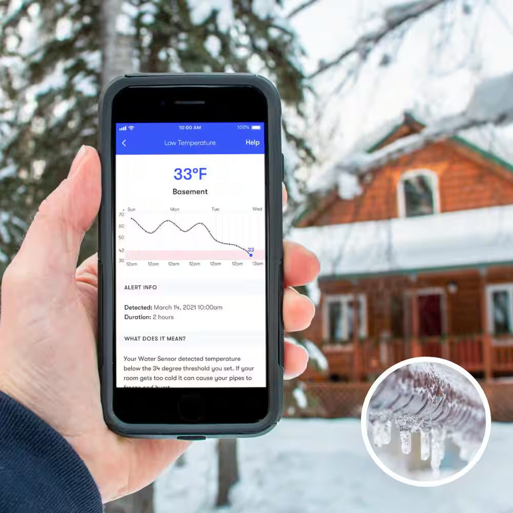 Smart Water Sensor Alarm for Leaks Temperature Humidity