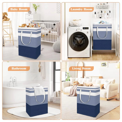 3 Count Pack,75L Waterproof 3-Bin Laundry Hampers, Laundry Basket Set, Gradient Blue
