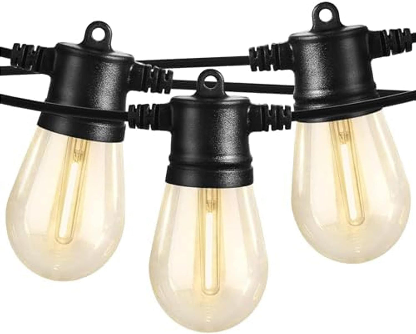 Outdoor String Lights, 48FT Patio Lights with 16 LED Shatterproof Bulbs for Outside, Backyard, Deck, Porch, Garden, Bistro, Cafe, Party