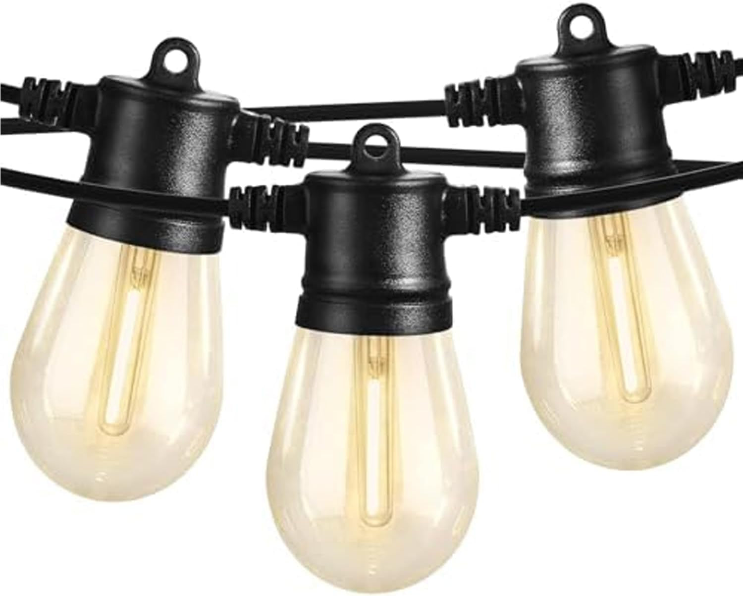 Outdoor String Lights, 48FT Patio Lights with 16 LED Shatterproof Bulbs for Outside, Backyard, Deck, Porch, Garden, Bistro, Cafe, Party