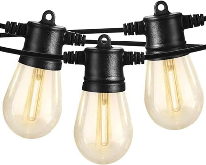 Outdoor String Lights, 48FT Patio Lights with 16 LED Shatterproof Bulbs for Outside, Backyard, Deck, Porch, Garden, Bistro, Cafe, Party