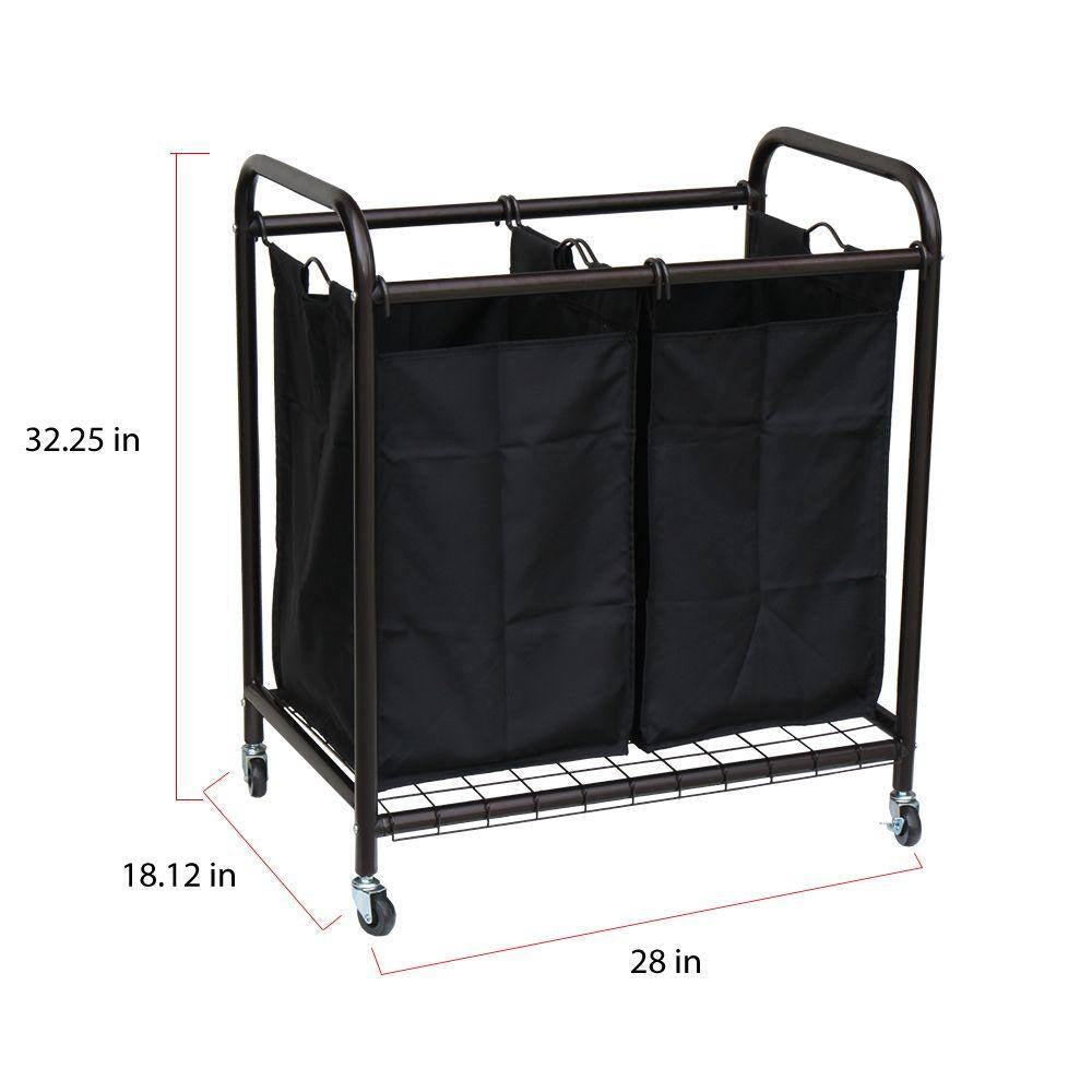 2-Bag Bronze Rolling Laundry Sorter