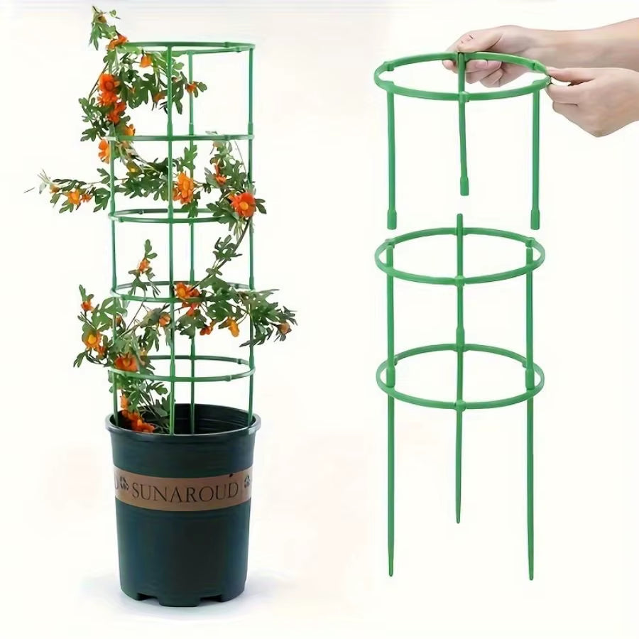 18 Pcs/Set 6 Layers Plant Support Plant Stakes round Plant Support Ring Plastic Plant Cage Holder Flower Pot Climbing Trellis