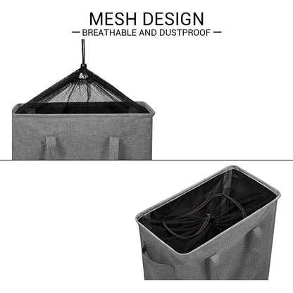 Slim Laundry Hamper with Handles Collapsible Laundry Basket Thin Dirty Clothes Basket Narrow Laundry Bag Foldable Dirty Cloth Hamper 45L (21 Inchesdark Grey)