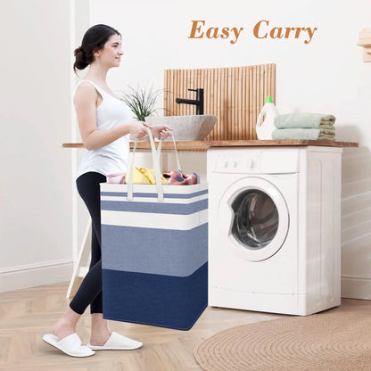 3 Count Pack,75L Waterproof 3-Bin Laundry Hampers, Laundry Basket Set, Gradient Blue