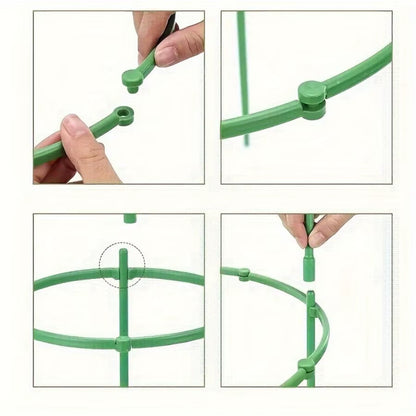 18 Pcs/Set 6 Layers Plant Support Plant Stakes round Plant Support Ring Plastic Plant Cage Holder Flower Pot Climbing Trellis