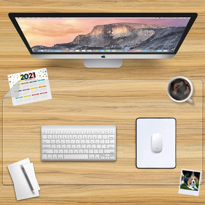 Clear Desk Mat for Desktop - Non-Slip Table Mat - 24 X 14 Inches - Clear Plastic Desk Cover Pad on Top of Desks -Textured/Frosted Desk Writing Mat for Office and Home