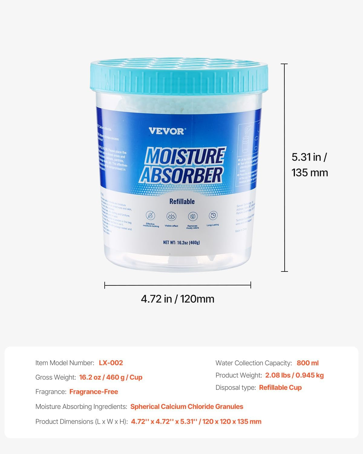 Moisture Absorber Bucket, 2 Packs 16.2 Oz Hi-Capacity Moisture Absorber Bucket