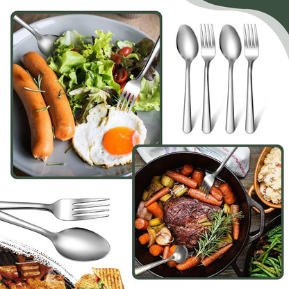 100 Pcs Forks and Spoons Silverware Set Bulk Stainless Steel Flatware Cutlery Fo