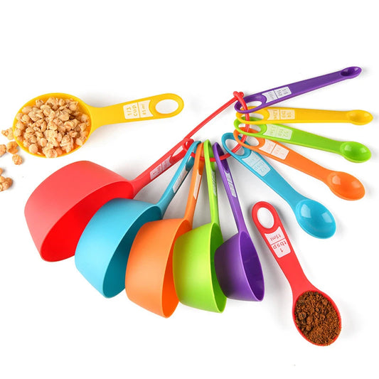 12Pcs Baking Tools Kitchen Measuring Spoon Set Plastic Measuring Cup with Scale Measuring Milk Coffee Spoon Kitchen Gadgets