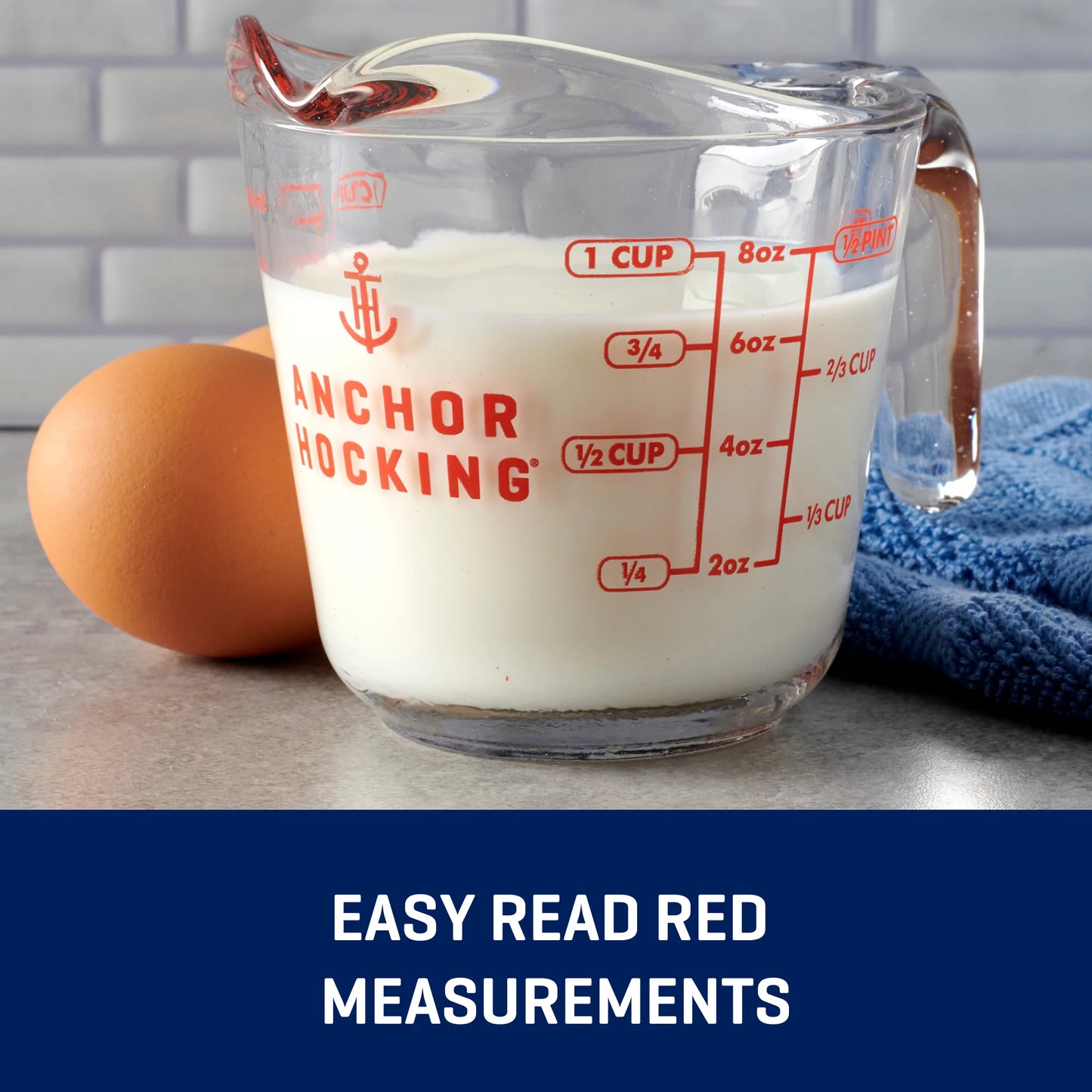 1-Cup Glass Measuring Cup with Easy-Grip Handle and Spout