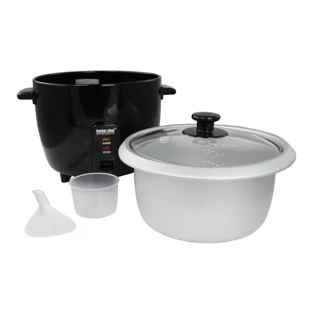 8 Cup Automatic Rice Cooker in Black with Rice Paddle and Measuring Cup