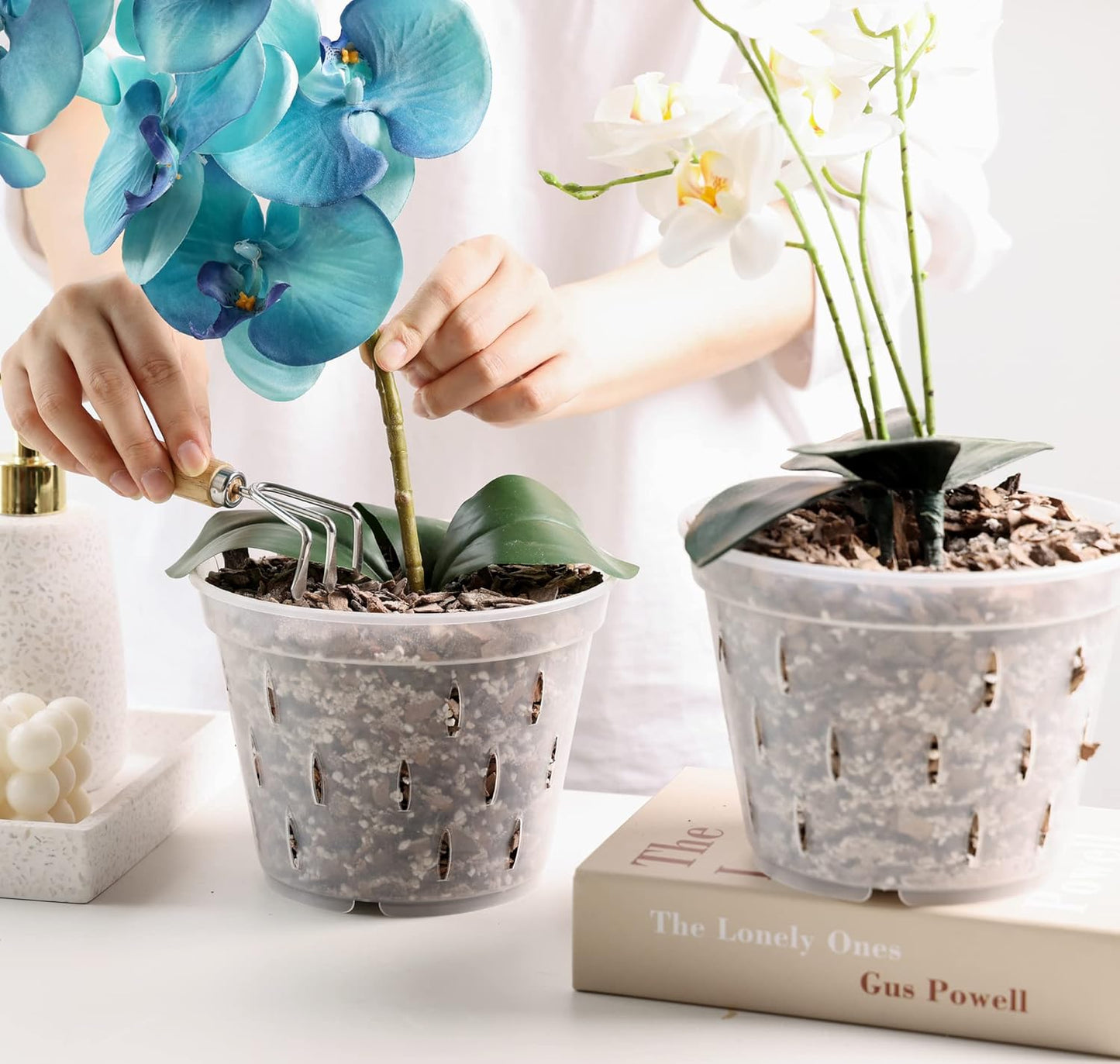 Orchid Pots with Holes Clear Orchid Pot Plastic Plant Pot Flower Pots Outdoor and Indoor Use 4.5 Inch 10Pack