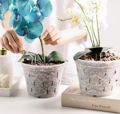 Orchid Pots with Holes Clear Orchid Pot Plastic Plant Pot Flower Pots Outdoor and Indoor Use 4.5 Inch 10Pack