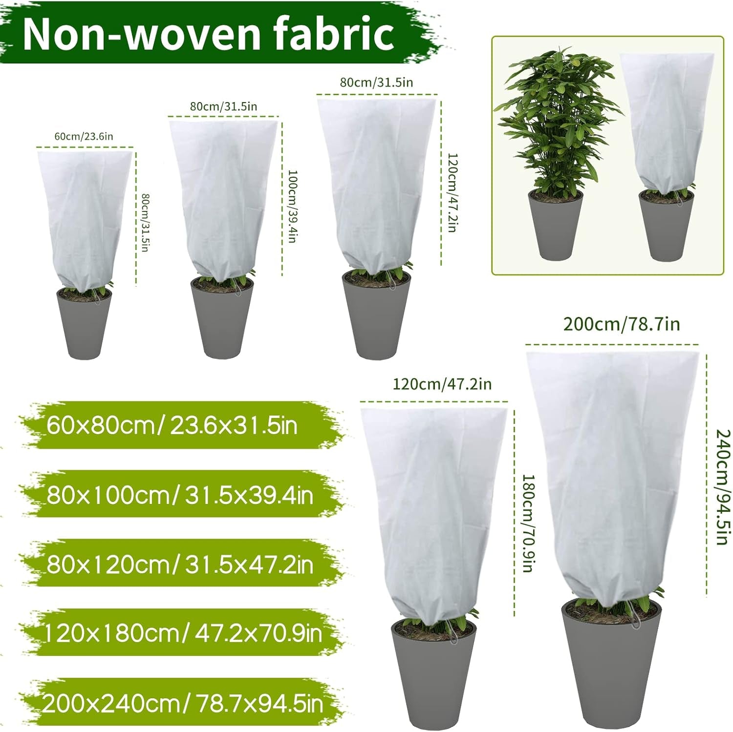 Plant Covers Freeze Protection, Planket Frost Protection Plant Cover, Plant Covers, Plant Freeze Covers, Plant Freeze Protection Cover for Winter, Plant Covers - 24 × 32” - 2 Packs