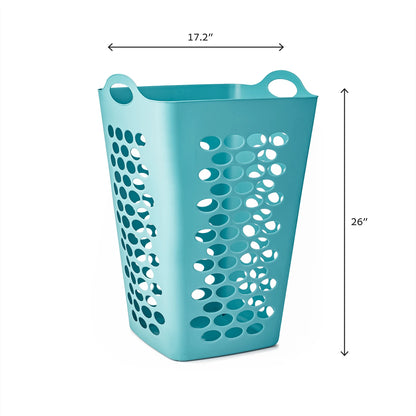 (3 Pack)  2 Bushel Flexible Square Laundry Hamper, Teal