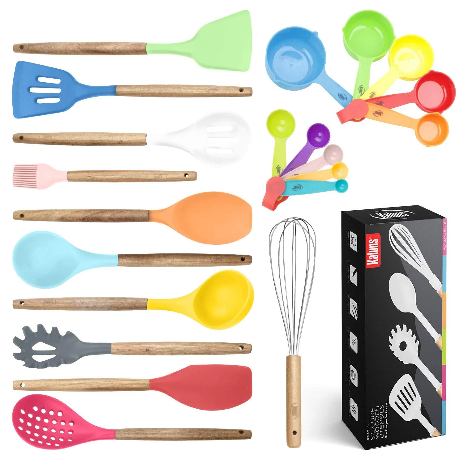 Kitchen Utensils Set, 21 Wood and Silicone Cooking Utensils