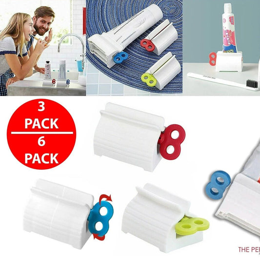 6X Toothpaste Squeezer Bathroom Tube Easy Stand Dispenser Rolling Holder Seat
