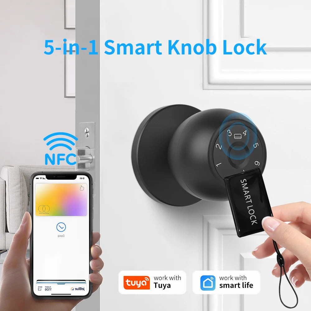 Door Lock Smart Tuya Smart Devices Bluetooth Biometric Fingerprint Door Handle Security Protection Smart Home System