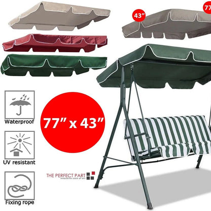 77"X43" Patio Outdoor Garden Swing 300D Canopy Replacement Porch Top Cover Seat
