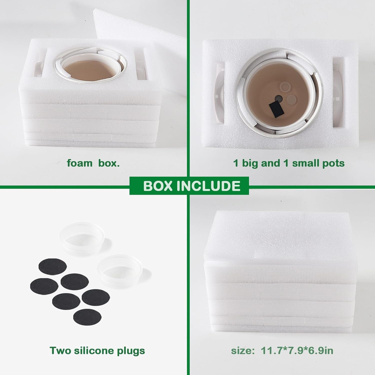 Ceramic Plant Pots Indoor, 6.6 + 5.5 Inch Planters with Drainage Holes and Saucer for Home/Office - Set of 2 /White