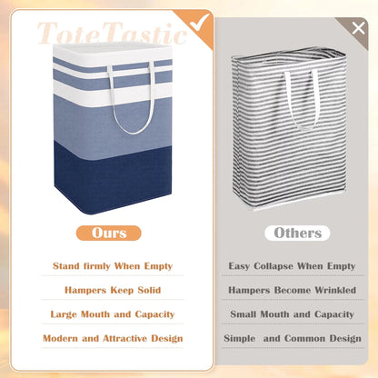 3 Count Pack,75L Waterproof 3-Bin Laundry Hampers, Laundry Basket Set, Gradient Blue