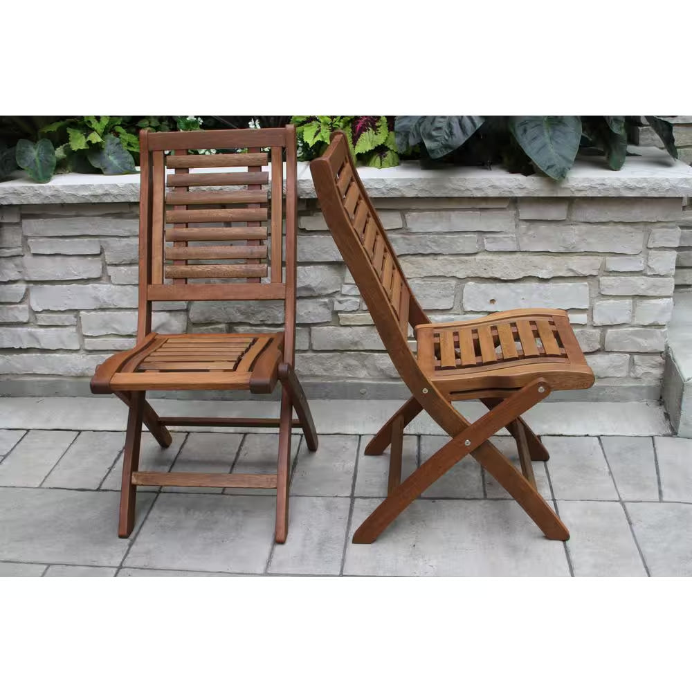 Folding Eucalyptus Outdoor Dining Chair (2-Pack)