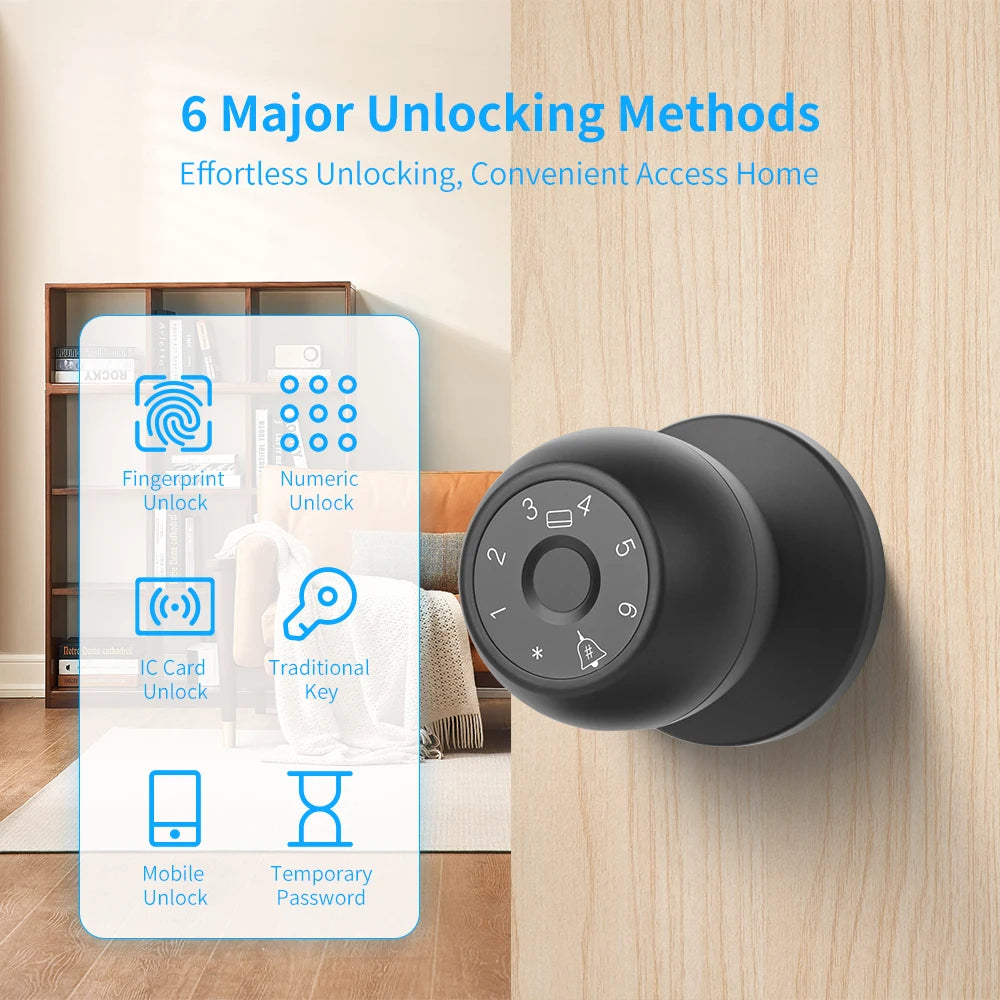 Door Lock Smart Tuya Smart Devices Bluetooth Biometric Fingerprint Door Handle Security Protection Smart Home System